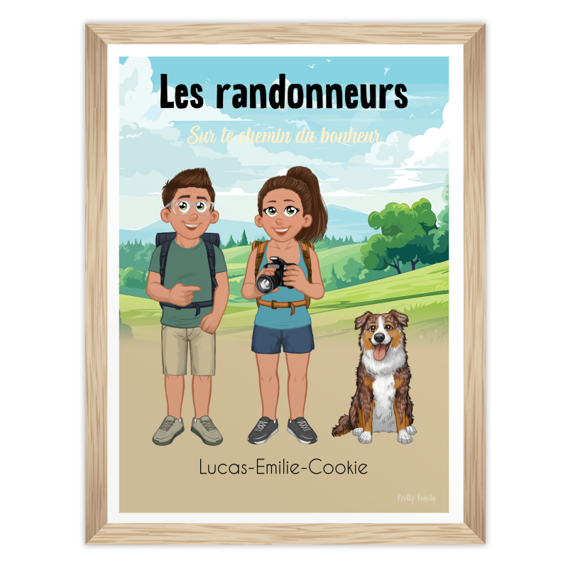 Affiche personnalisée – Portrait famille sur le thème de la randonnée