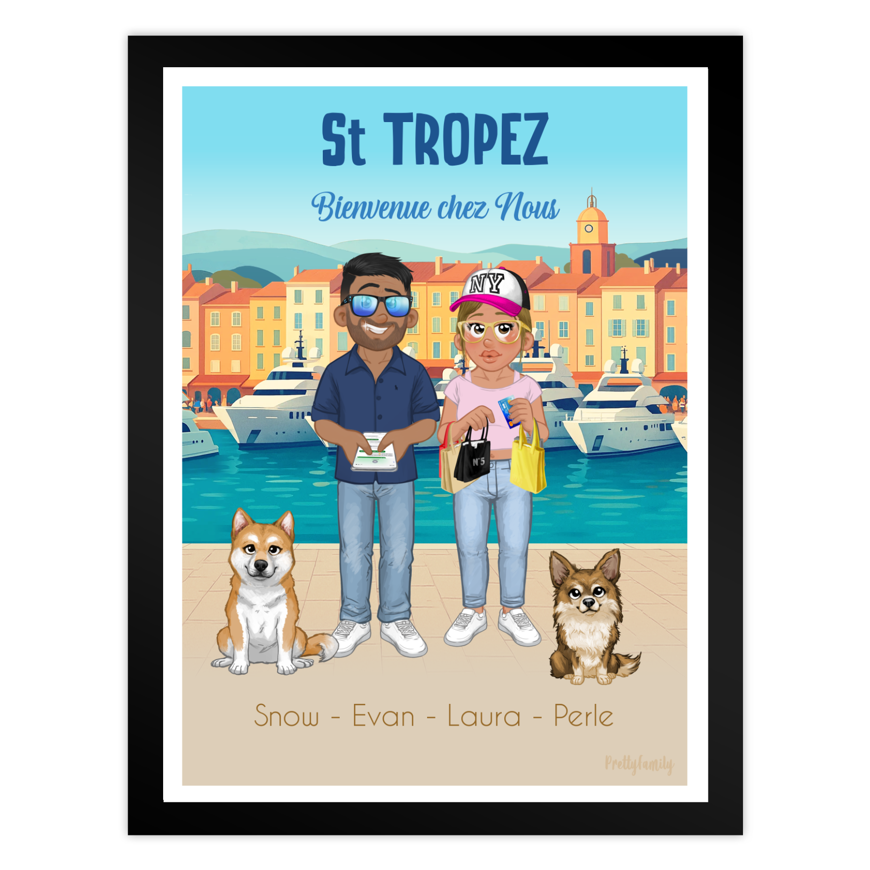 Affiche famille personnalisée – Les Tropéziens à Saint-Tropez