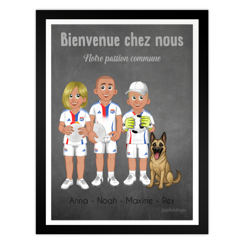 Affiche famille personnalisée aux couleurs de l’OL – Supporters Lyonnais