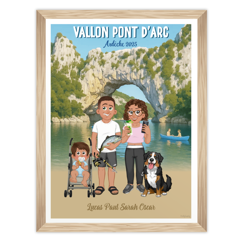 Portrait de famille personnalisé pour déco vallon pont d