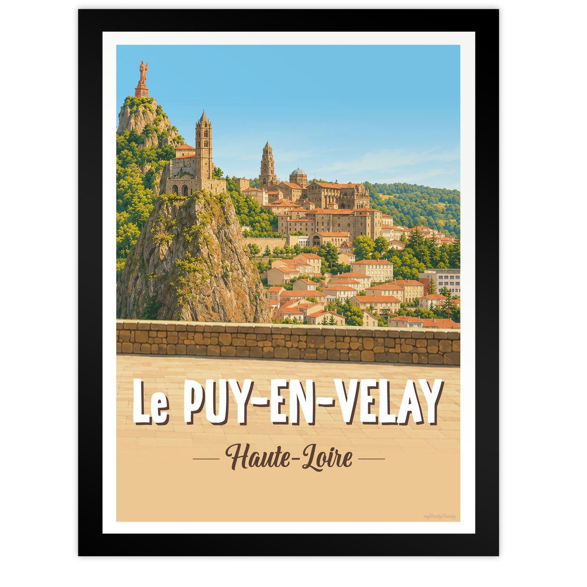 Affiche de ville -Le PUY en VELAY - travel poster personnalisé