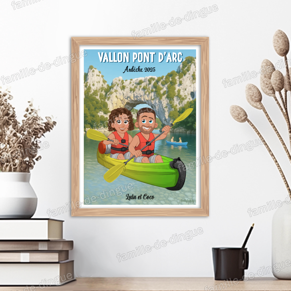 affiche personnalisée couple en vespa